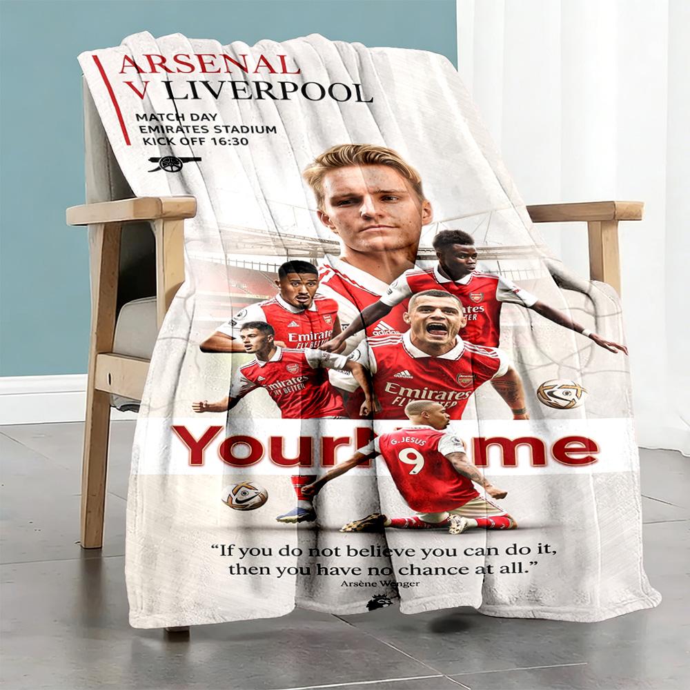 Arsenal Personalized Text Blanket Cozy Customizable Blanket Soft Warm Cozy Throw For Home Decor Office Bedding Living Room All-Season Use
