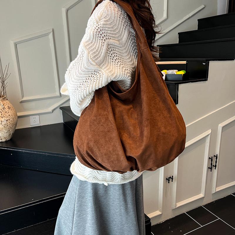New Suede Tote Bag Women's Retro Matte Shoulder Bag High-end Large-capacity Commuting Versatile Shopper Handbags KTB