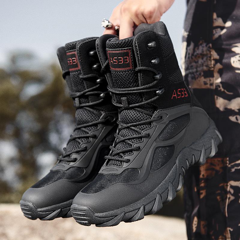 Fashion Fashion Men High Top Boots Outdoor Desert Tactical Boot Non-Slip Platform Hiking Boots for Men Jungle Combat Boot Big Size47Bota