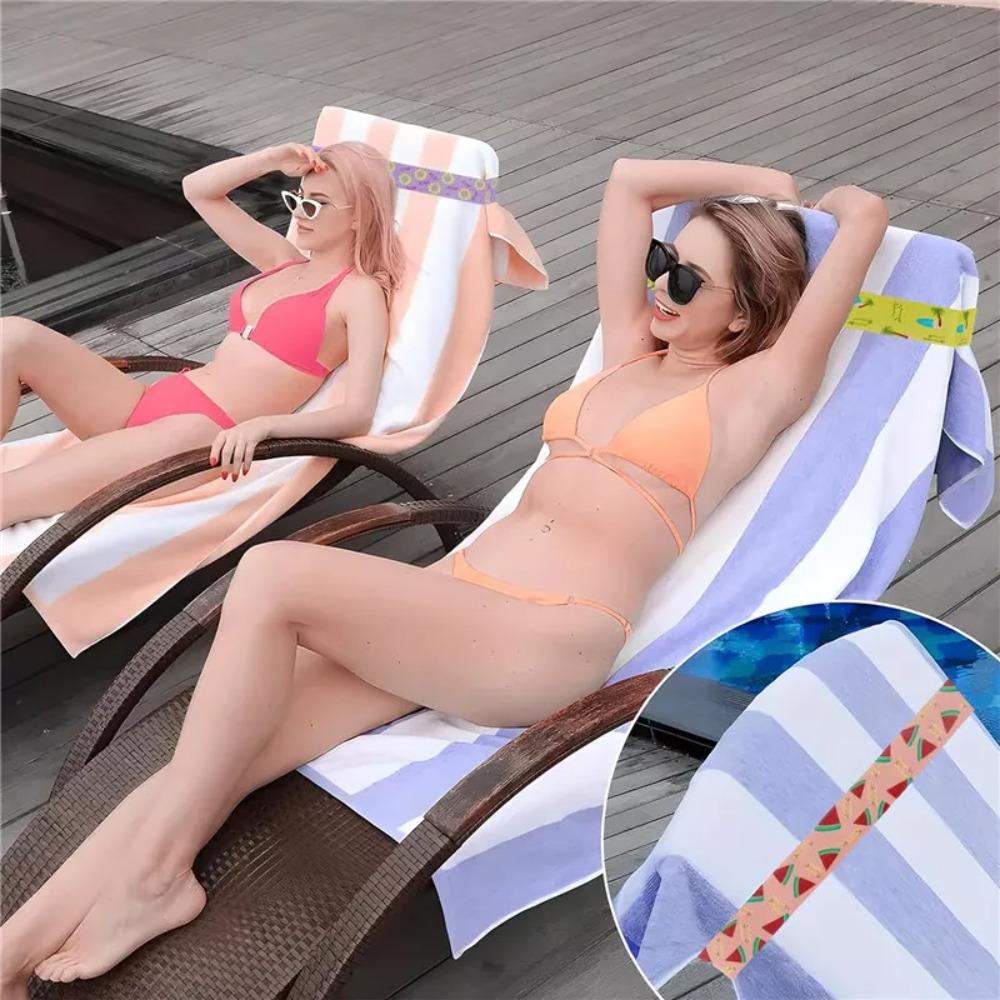 1/4Pcs Colorful Sunbed Strap Durable Windproof Beach Towel Holder Elastic High Elasticity Creative Lounger Strap