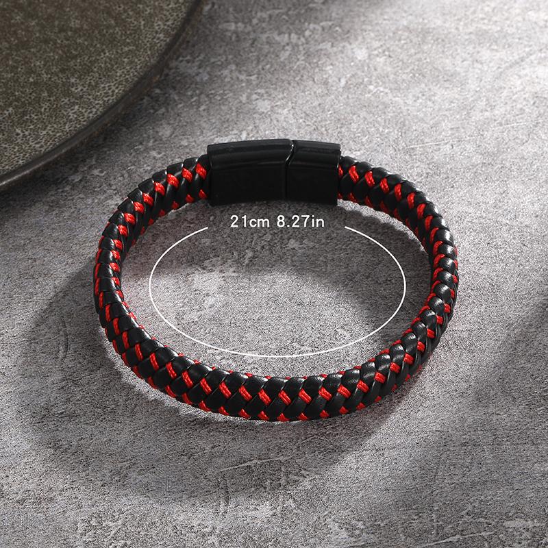 Bracciale Uomo in Vera Pelle Bangle Bracciale Intrecciato Nero Chiusure Magnetiche in Acciaio Inossidabile Braccialetto da Polso Accessori Bracciale Maschile