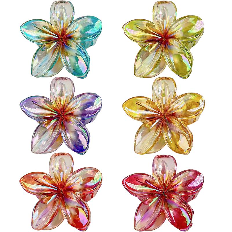 New Gradient Large Flower Acrylic Hair Clip for Women Sweet Hair Claws Crab Clamp Barrettes Hawaiian Headwear Accessories