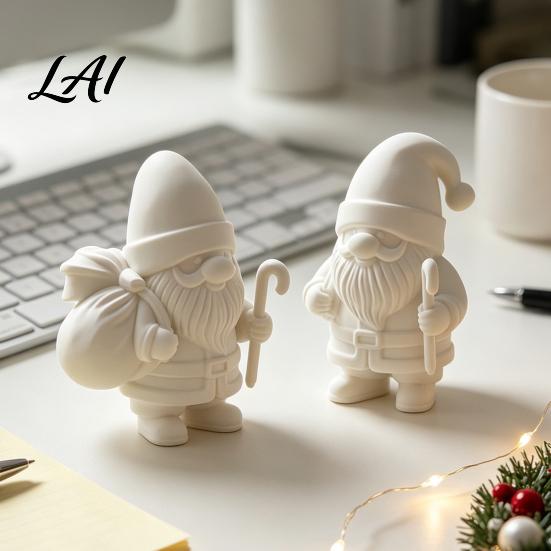 Personalized Christmas Gift 3D Printed Santa Claus Figure for DIY Painting Tabletop Desktop Holiday Statue Ornament White Resin Figurine Desk Shelf