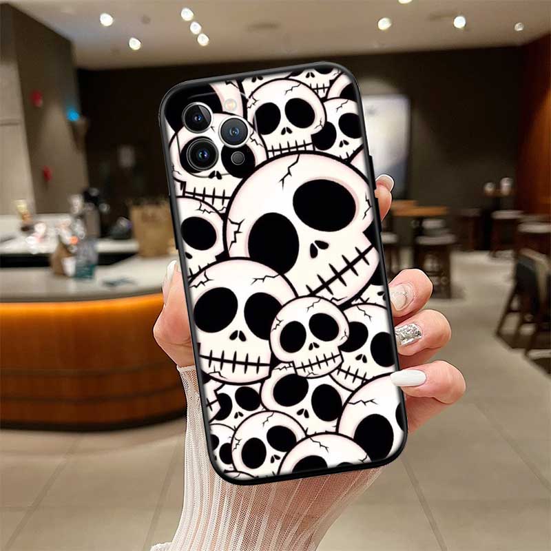 NH31 Horror Skeleton Skull New High-End Shell Phone Case for iPhone 16 15 14 13 12 Pro Max Plus Mini