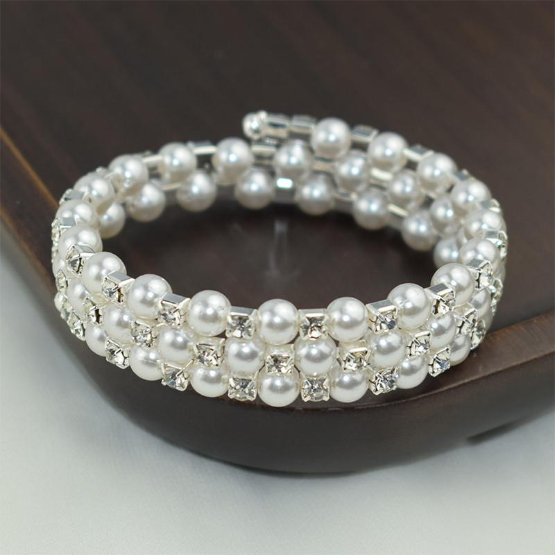 Elegant Imitatie Parel Armband Meerlaags Rekbaar Parel Armband Voor Vrouwen Bruids Sieraden Cadeau