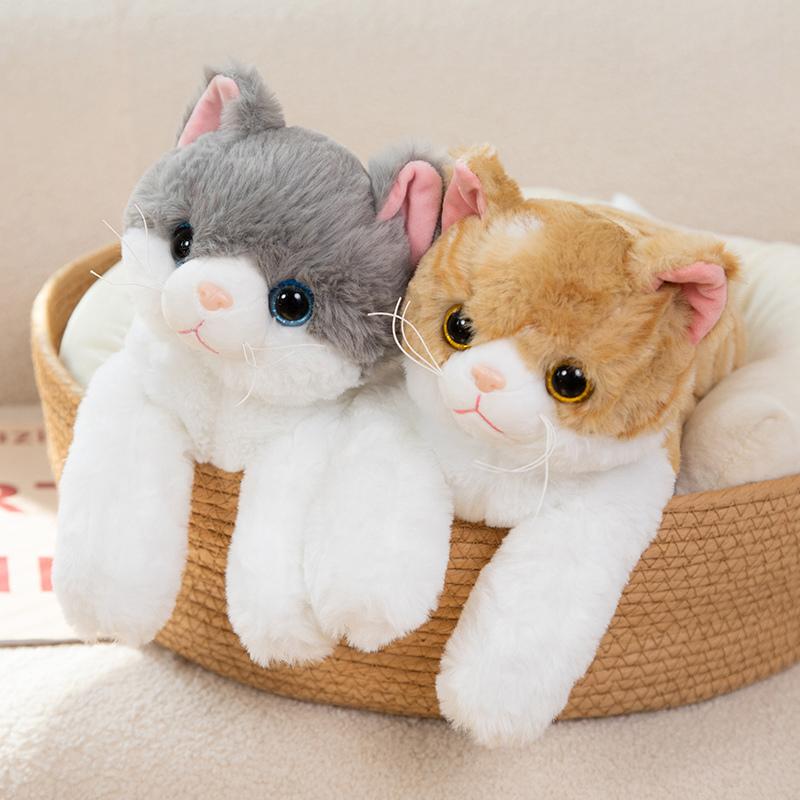 50cm Imitation Lying Cat Plush Toys Cute Simulation Stuffed Realistic Cat Animal Plush Toy Dolls Gift Home Decor Hairy Toys