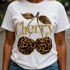 Unisex-T-Shirt mit Leopardenmuster und Kirschgold-Print