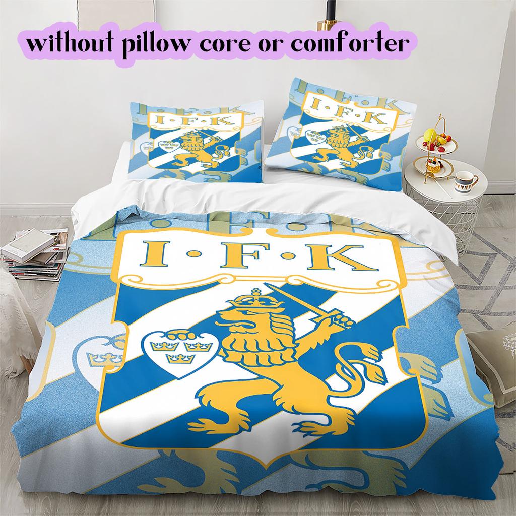 IFK Göteborg Football Pattern Bedding,Quilt Set Quilt Cover Pillowcase Home Birthday Gift (1*duvet Cover+2*pillowcase,without Core)