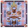 90CM Ručně rolovaný keprový hedvábný šátek Dámský Indický obětní potisk Čtvercové šátky Šály Echarpe Foulards Femme Bandana Hidžáb