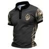 American Men's Summer Camouflage Wolf Moon Print Comfortable and Breathable Polo Short Sleeved T-Shirt Outdoor Casual Top