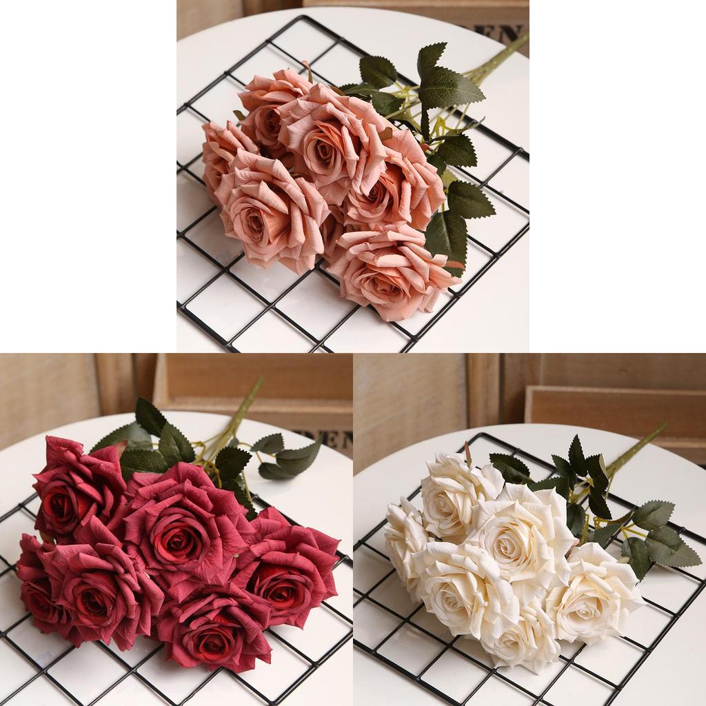 Artificial Rose Bouquet With Colored Silk Flower For Wedding And Home Decor