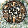 Vintage Coffee Bar Metal Sign  X Round Iron Wall Art Rustic Decor for Home Garden Cafe