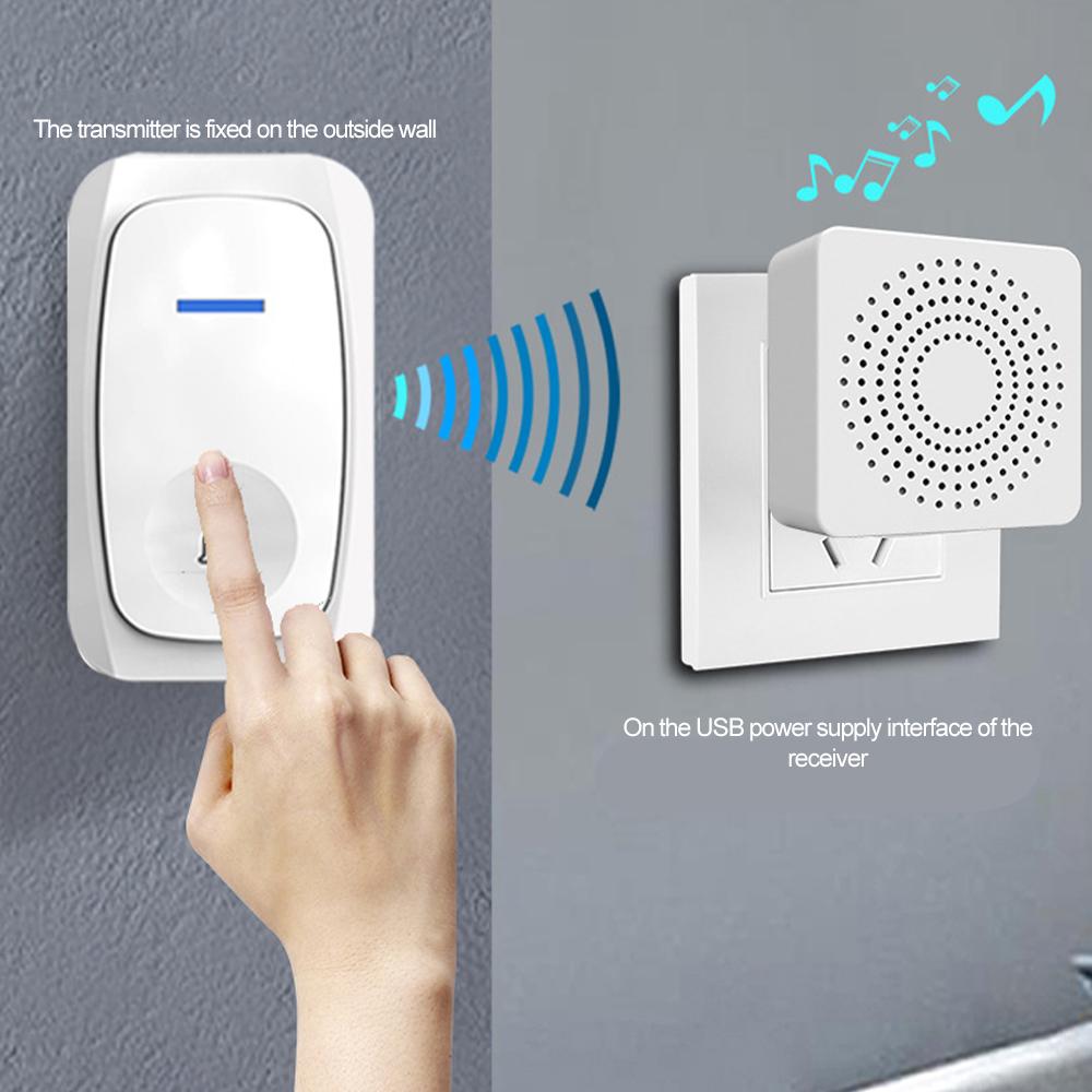 Wireless Doorbell Waterproof Door Bell with 38 Melodies To Choose Adjustable Volume Home Ring Dong Welcome Door Chimes