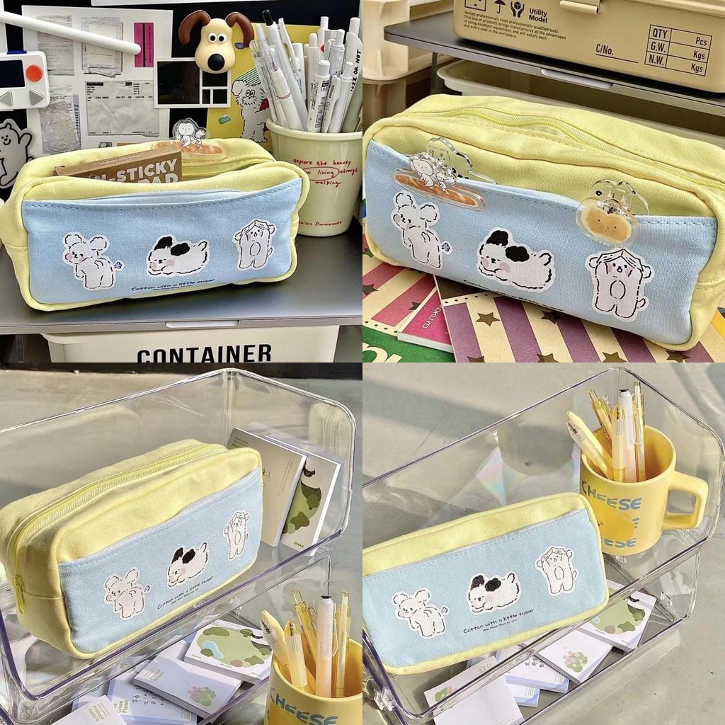 Cotton Linen Dog Pen Case With Large Capacity For Students And Office Use