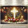 2D Christmas Begins With Christ Cross Backdrop, Religious Holiday Party Photography Banner