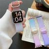 Rainbow Knitting Strap For Apple Watch Band Ultra 49mm 44mm 40mm 45mm 41mm 42mm Wrist Metal iWatch Series 8 7 6 5 SE 4 3 Bracelet Band