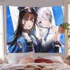 Anime Game Girl Tapestry Blue Uniform Duo HD Print Wall Hanging for Otaku Bedroom Dorm Decor