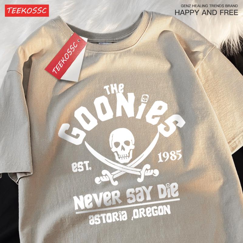 The Goonies Never Say Die T Shirts Men Women Comfortable Crewneck Tshirt Breathable Cotton T Shirts Street Loose Couple Clothing