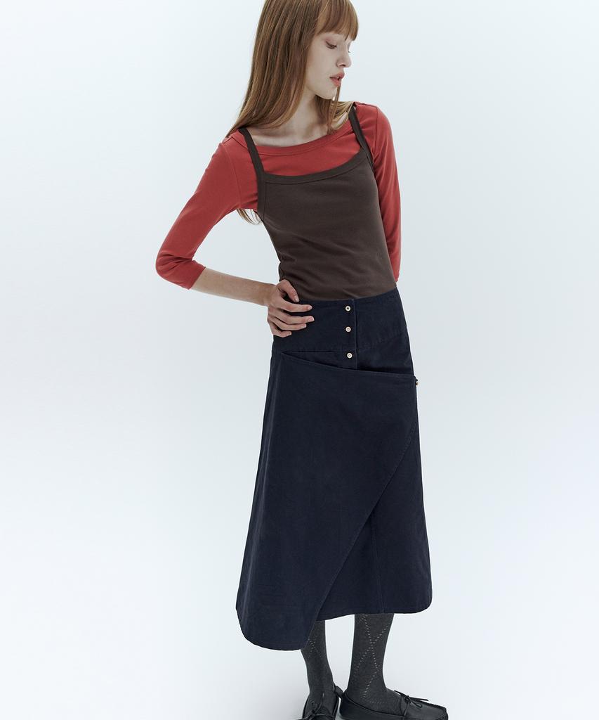 City Breeze Frame Wrap Skirt_Navy