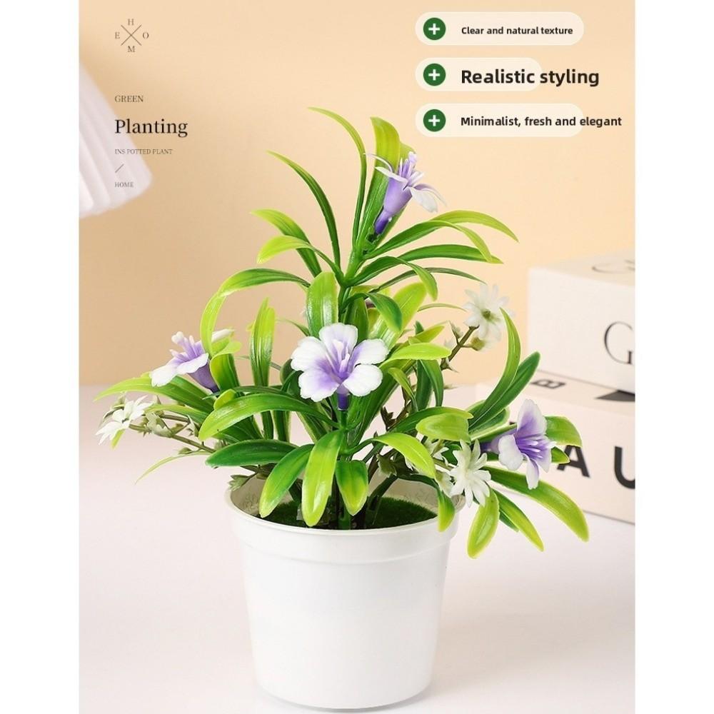 Multicolor Morning Glory Artificial Potted Plants Plastic Faux Bonsai Desktop Ornament
