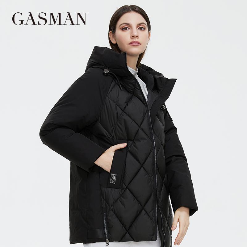 Gasman 2021 Winter-Daunenjacken-Kollektion Fashion Solid Stehkragen Damenmantel Eleganz Oversize-Kapuzenjacken für Damen 8198