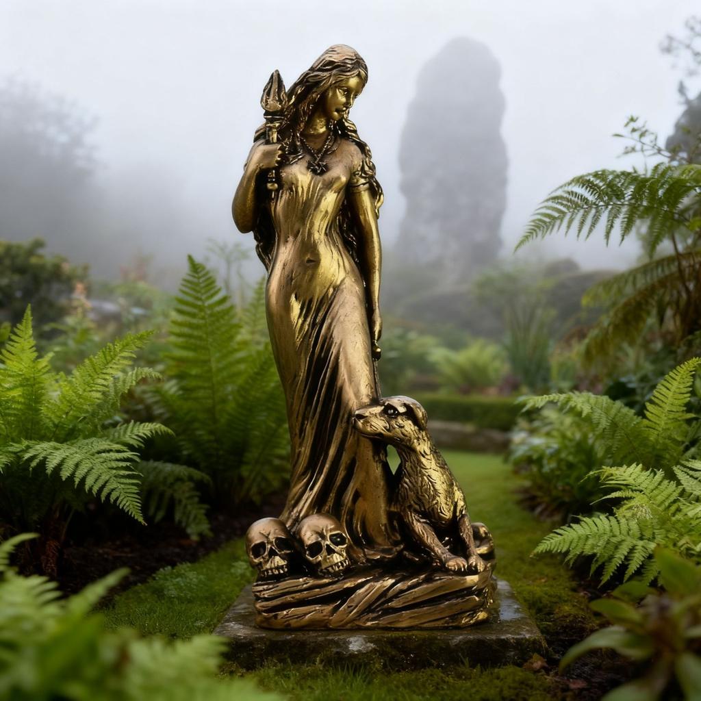 Goldene Magie Hexe Muse Katze Gott Pagan Altar Statue Ornament Dekoration Zuhause Skulptur Ornament