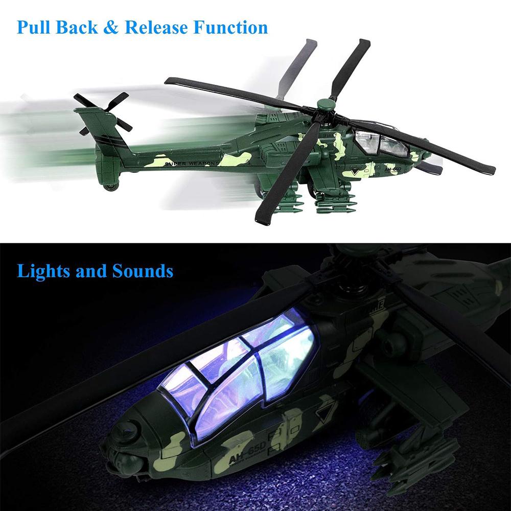 AH65D Military Toy Helicopter with Lights and Sound, Military Children's Aircraft, 11.2 Inches