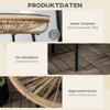 Garden Table In Boho Style, PE Rattan, Tempered Glass, Weather-Resistant, 50 Cm X 50 Cm X 50 Cm, Beige
