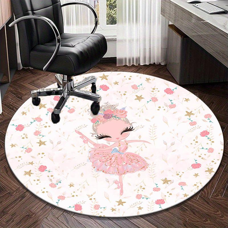 Ballerina With Swans And Flowers Round Carpet Chair Cushion Round Entryway Rug, Soft Round Rugs for Living Room, Bedroom, Circle Carpet Decor Gifts