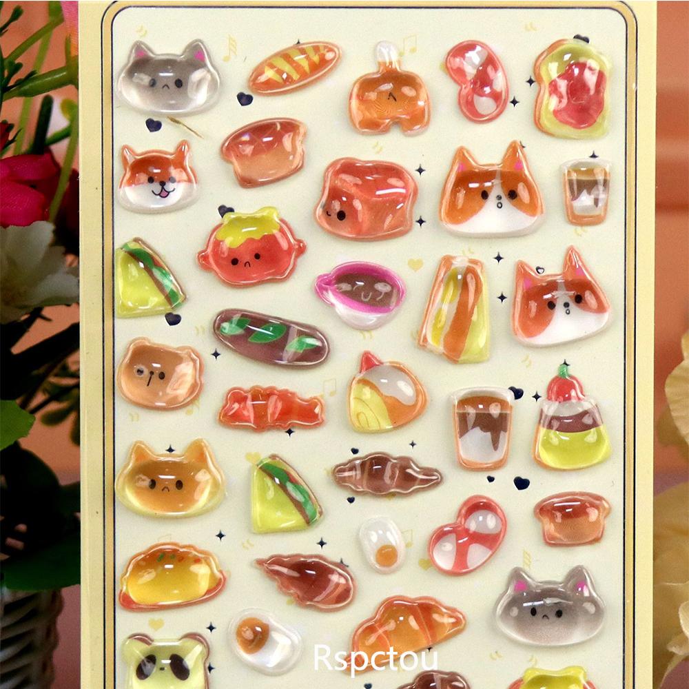 Kawaii Cartoon Animal 3D Sticker Cute Fun DIY 3D Embossed Crystal Stickers for Scrapbook Journal Stationery Decoration
