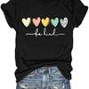 Be Kind T Shirts Women Graphic Blessed Teacher Shirt Short Sleeve Inspirational Heart Print Graphic Tees