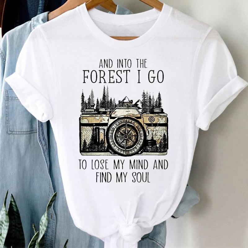90s Women Print Peace Shadow Short Sleeve Tee Top Fashion T-shirt Clothing Casual Summer Lady Female Graphic T-shirt