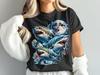 Fierce Shark Moon Lightning T-Shirt, Majestic Ocean Predator Graphic Tee, Cosmic Marine Life Apparel, Stormy Art, Great White Shark Top