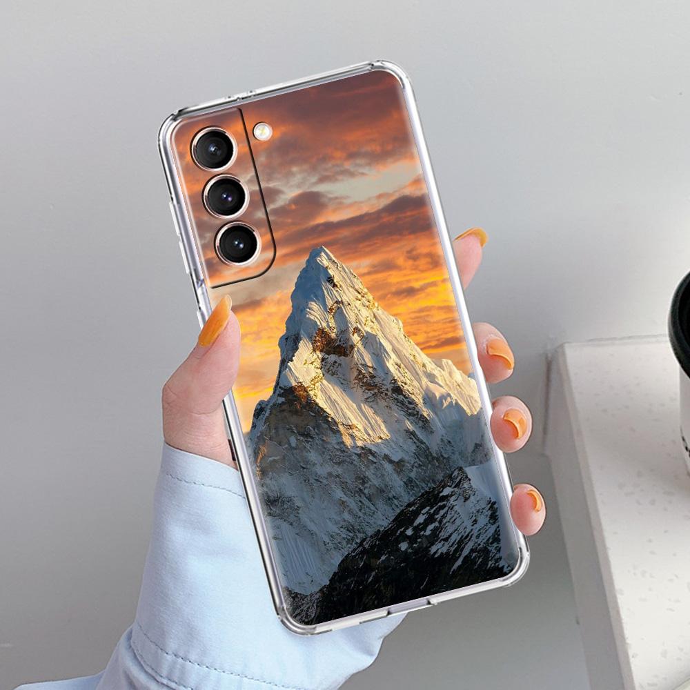 Phone Case For Samsung Galaxy S26 S25 S24 S23 S22 Ultra S20 S21 FE 5G Plus Soft Clear Cover Mountain Peaks Landscape