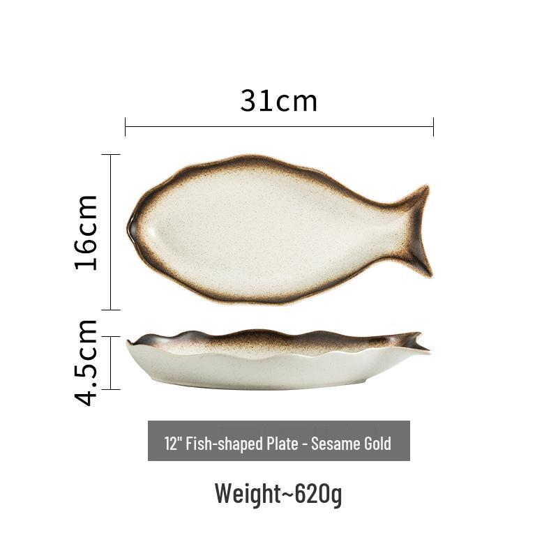 Creative Ceramic Steamed Fish Plate - Large Chopped Pepper Fish Head Plate for Household Use