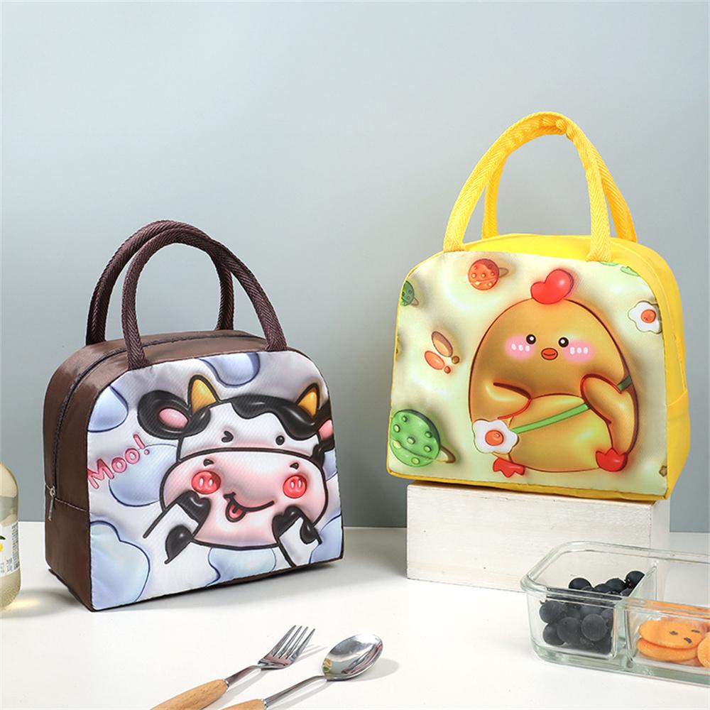 Cartoon Animal Pattern Lunch Bag Thickened Handheld Large Capacity Bento Bag