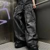 Gothic Retro Oversized Baggy Fit Unisex Wischhose Y2K Phantom Jeans High Street Spider Bestickter Patch Hip Hop Streetwear