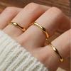 Ripple Stainless Steel Rings For Women Gold Color Chunky Band Stackable Silver Stacking Irregular Wave Minimalist Jewelry Set