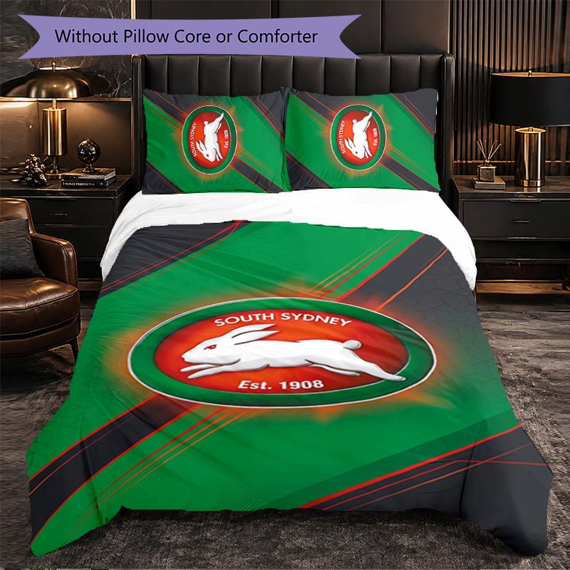 South Sydney Rabbitohs Pattern Microfiber 3Pcs Bedding Set Decor Duvet Cover Set For Bedroom Home Use