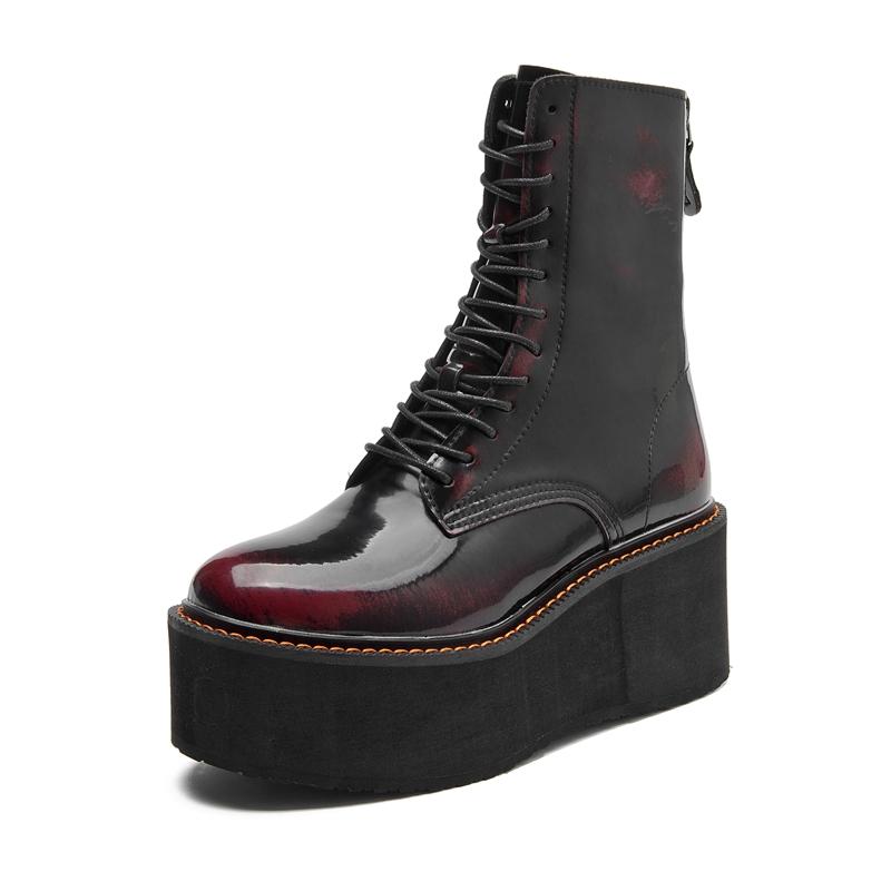 AIYUQI Women Ankle Boots Genuine Leather  New Platform High Heel Short Boots Female Non-slip Large Size Women Winte Boots