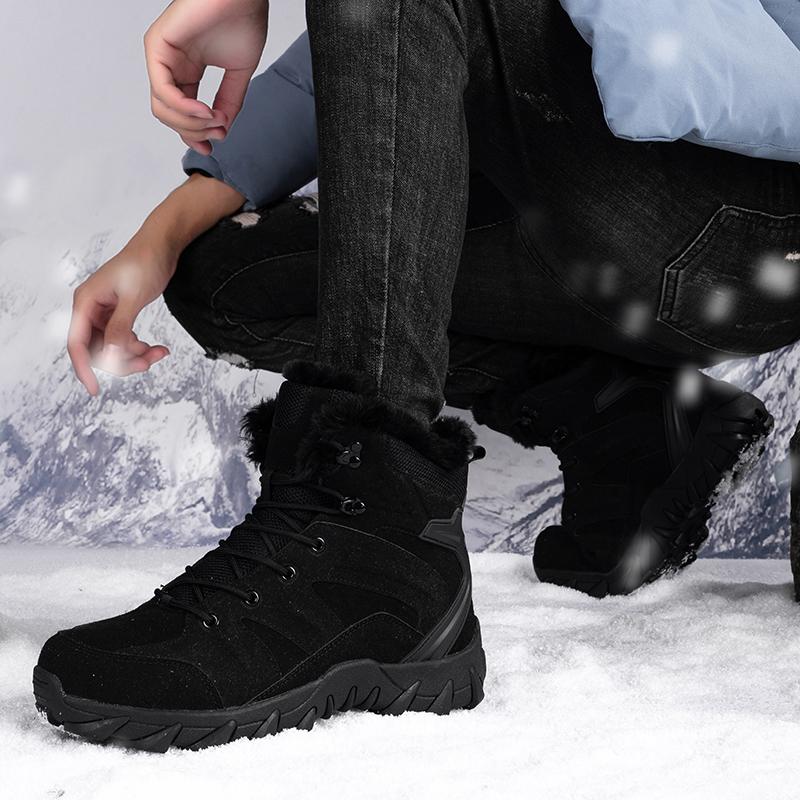 Winter Men's Plush Hiking Boots Warm Outdoor Snow Boots