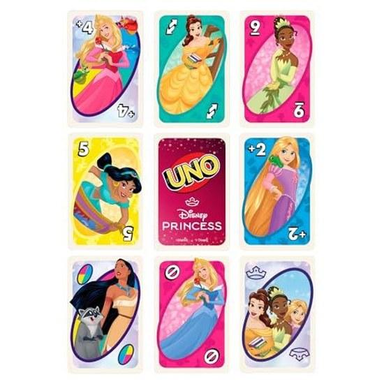 Mattel Game UNO Disney Princess Party Goods Card 112 Cards 2-10 Players Ages 7 Up Pink GYY69