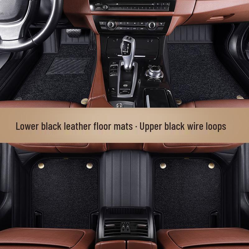 Genuine Leather Floor Mats for 22 VW Models: Magotan, Tiguan L, Teramont X, Passat - Full Coverage.