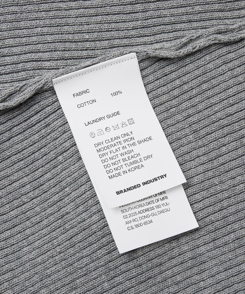 Beulaendideu Hard Twist Ribbed Henley Neck Half Knit [Melange Gray]