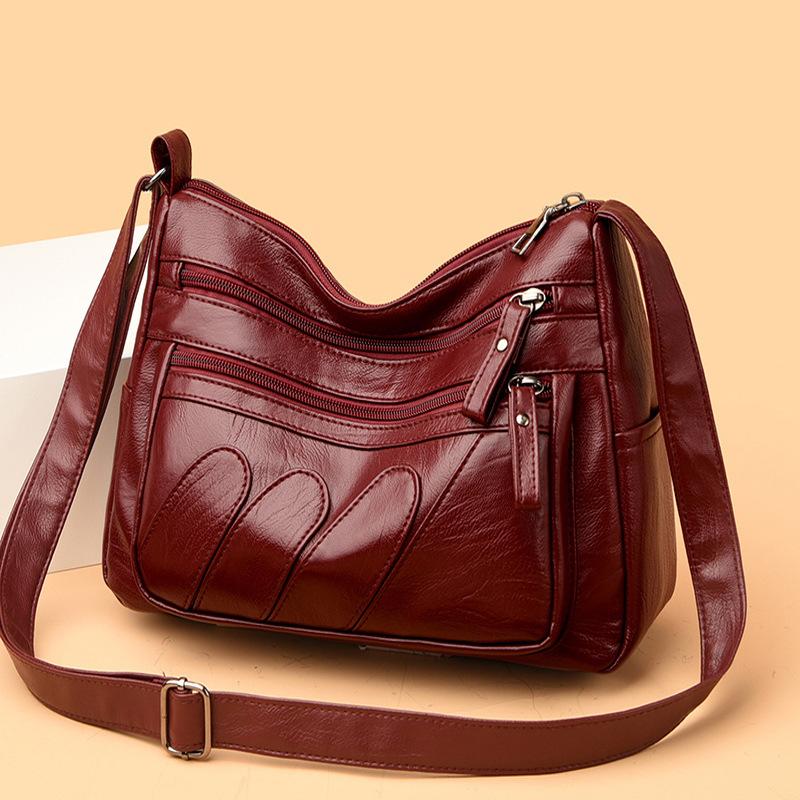 Mehrfachtaschen Weiche Leder Schulter Crossbody Tasche