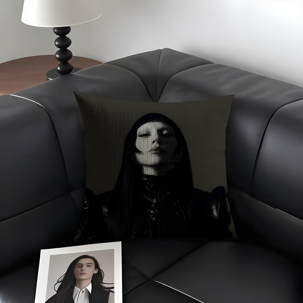 LLady GagaA Sänger Kissenbezug Natürlicher Leinen Bio-Stoff Beidseitiger Druck Sofa Heimdekoration Geschenk Kissenhülle