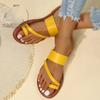 Letnie jednokolorowe sandały na płaskim obcasie Fashion Open Toe Outdoor kapcie Casual Beach Women's Shoes Plus Size