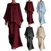 Women's Summer Two Piece Lounge Sets Batwing Long Sleeve Boat Neck Top And Wide Legs Pants Matching Outfits