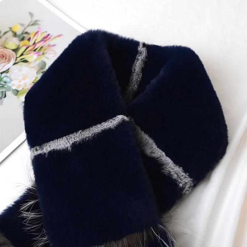 WTEMPO Winter Long Warm Faux Fur Plush Scarves Solid Color Women's Thickened Windproof Cold-proof Versatile Casual Scarves