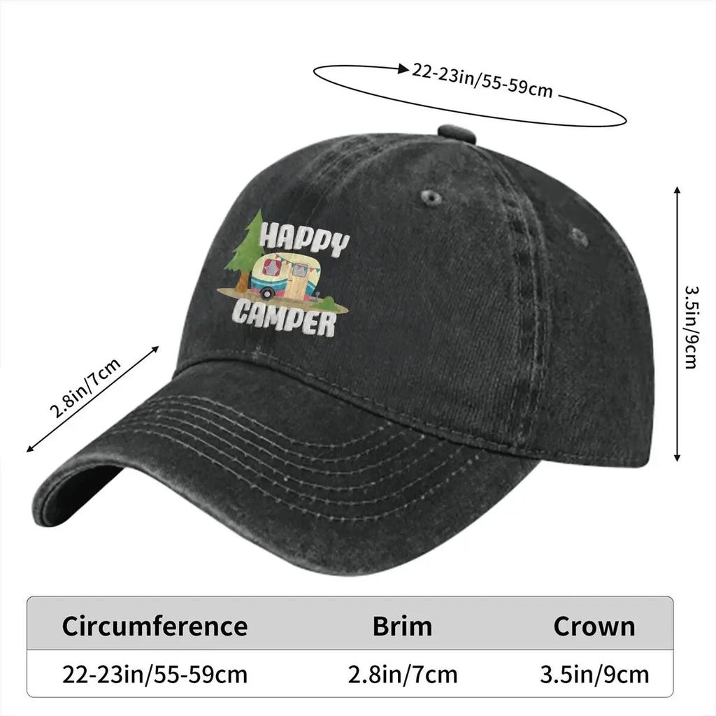 Camper Camping Multicolor Hat Peaked Women's Cap Happy Camper Trailer Personalized Visor Protection Hats